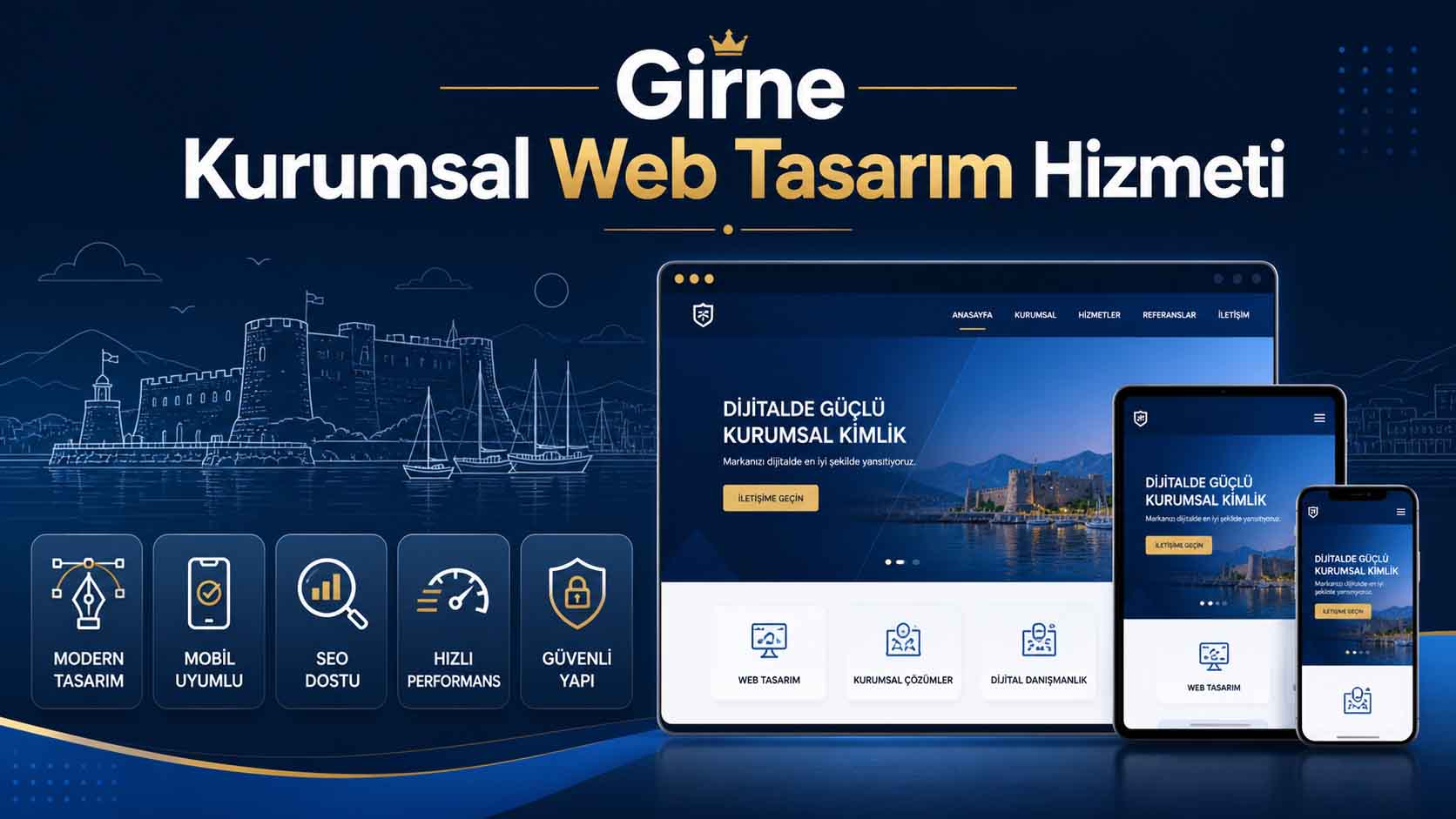 Profesyonel Girne kurumsal web sitesi tasarımı - Mobil uyumlu ve SEO dostu